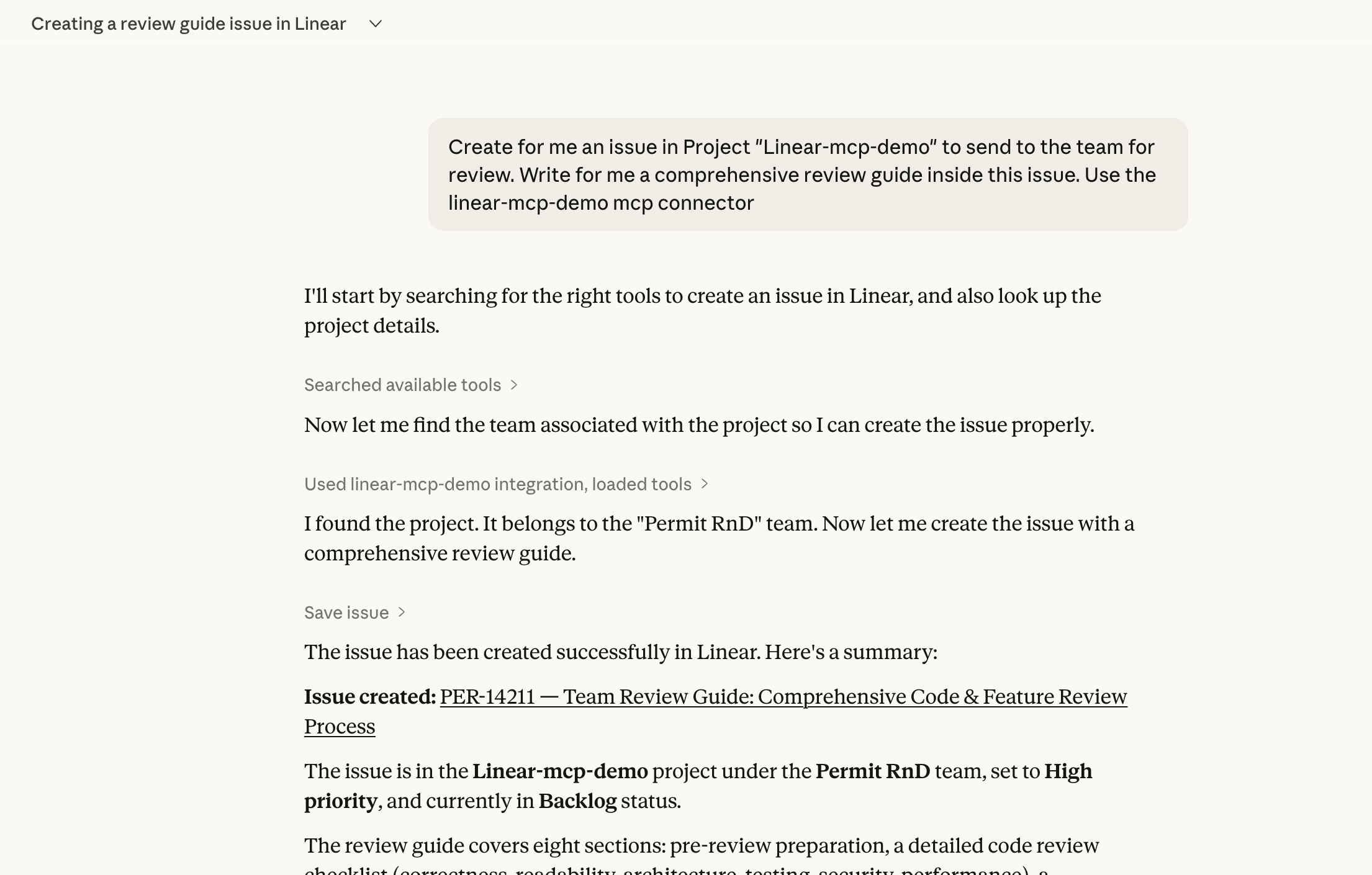 Developer successfully creates an issue