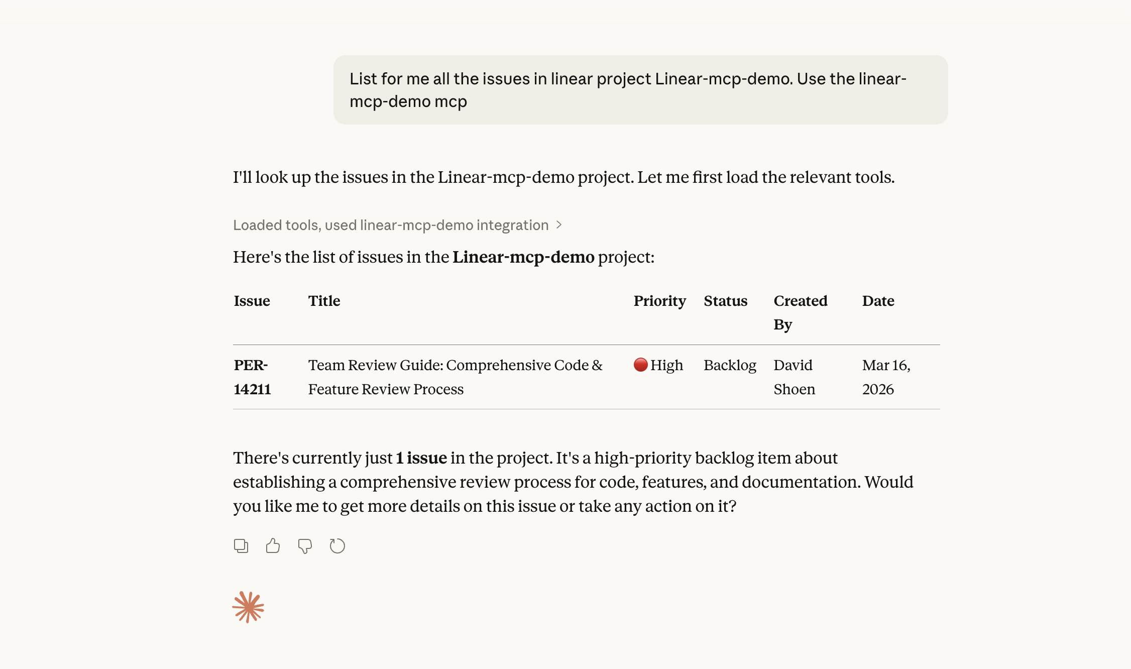Developer successfully lists issues